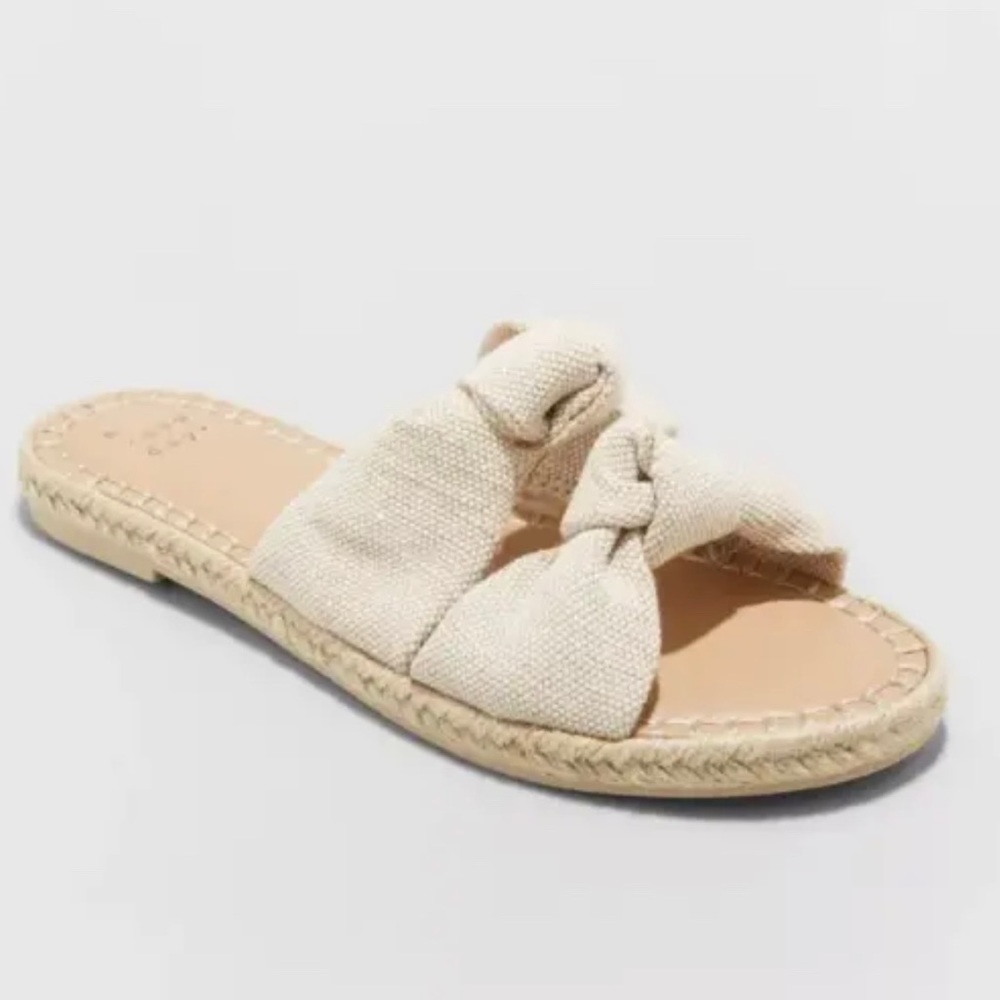 NWT Miriam Cream Knotted Espadrille Flat Sandal - A New Day